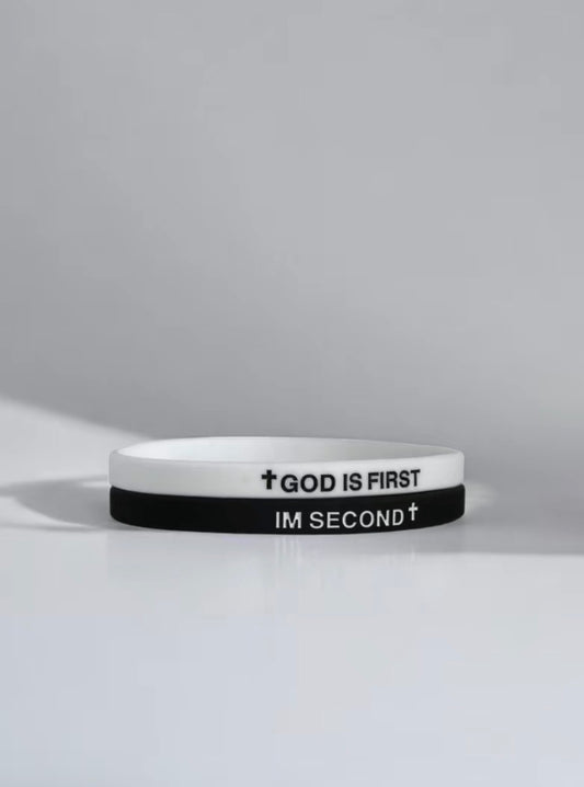 God is first wristband Black + White